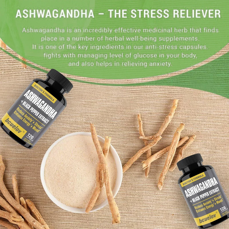 b Ashwagandha + Black Pepper Extract, 2700 mg, supports energy and mood, reduces anxiety, and promotes neurological health