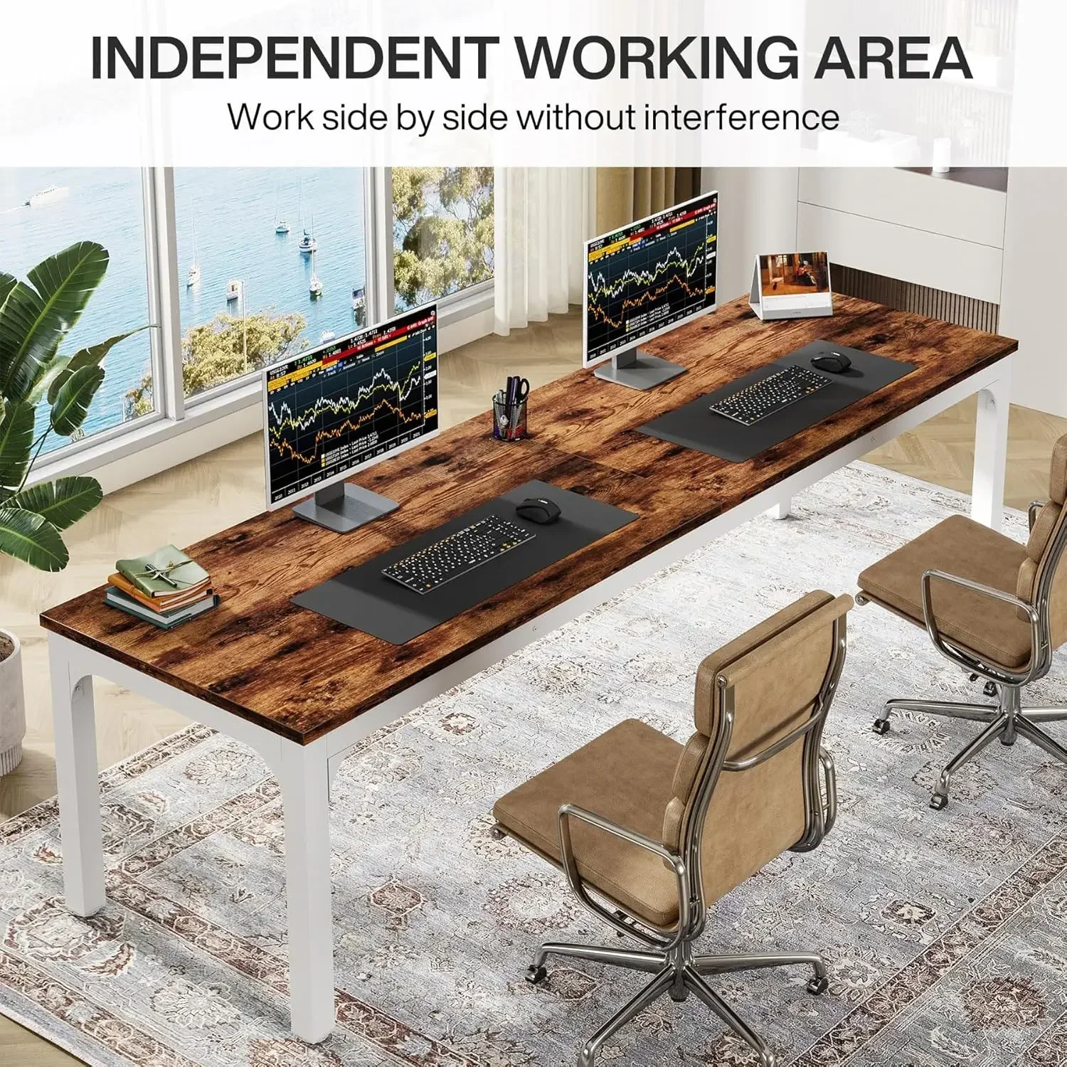 [Discounted Price, Hot Sale!]78.7 Inches Extra Long Computer Desk 2 Person Desk, Double Long Desk, Workstaion for Home Office (R