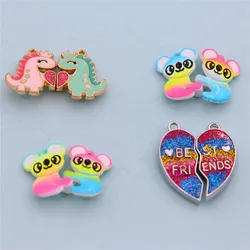 3set Best Friend Magnet Pendant Making Necklace Creative Metal Accessories Friendship Necklace Bracelet Material Animal Pendant