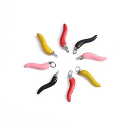 5Pcs/Lot Stainless Steel Red Black Pepper Enamel Charm For Bohemia Chili Bracelets & Pendants Jewelry Making