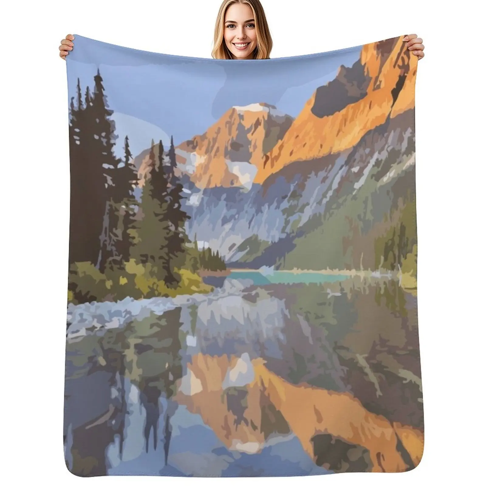 Jasper National Park Throw Blanket Elegant Warm Throw Blanket for Hotel Home