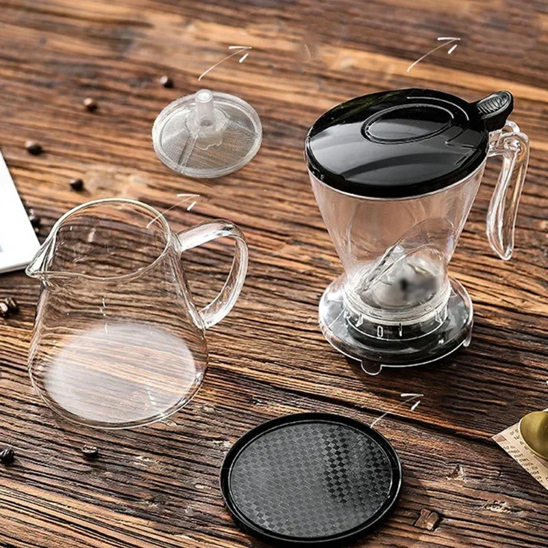 600ml Coffee Filter Cup Glass Sharing Pot Set Coffee Brewer Hand-brewed Espresso Pot Coffee Dripper Immersion Coffee Utensil