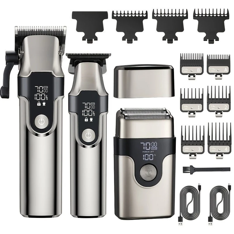 Professional Hair Clipper Set Salon Special Electric Trimmer Oil Head Carving Shaver 3-In-1 Men Haircut Beard Grooming Styling