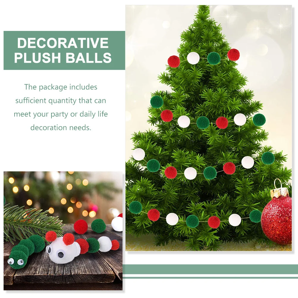 2000 Pcs Red Green White Pompom Ball Christmas Decoration Pompoms Tree Ornaments