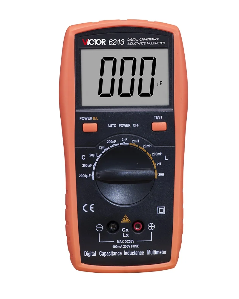 

VICTOR 6243 Handheld Digital Capacitance Meter 3 2/1 LCD Display Measure Inductance Capacitance Multimeter