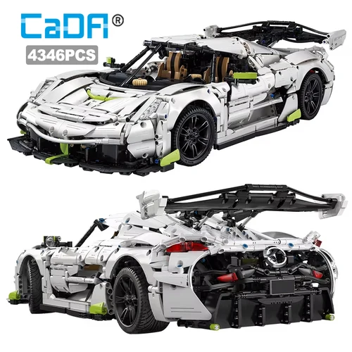 Cada 1:8 MOC 4346PCS Supercar 도시 레이싱 카 Hypercar 빌딩 블록 스포츠카 레이싱 차량 벽돌 장난감 어린이 어린이 선물