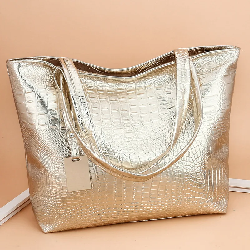 Women's Shoulder Bags Large Capacity PU Leather Retro Crocodile Pattern HandBag Fashion Underarm Shopper Totes for Dropshipping