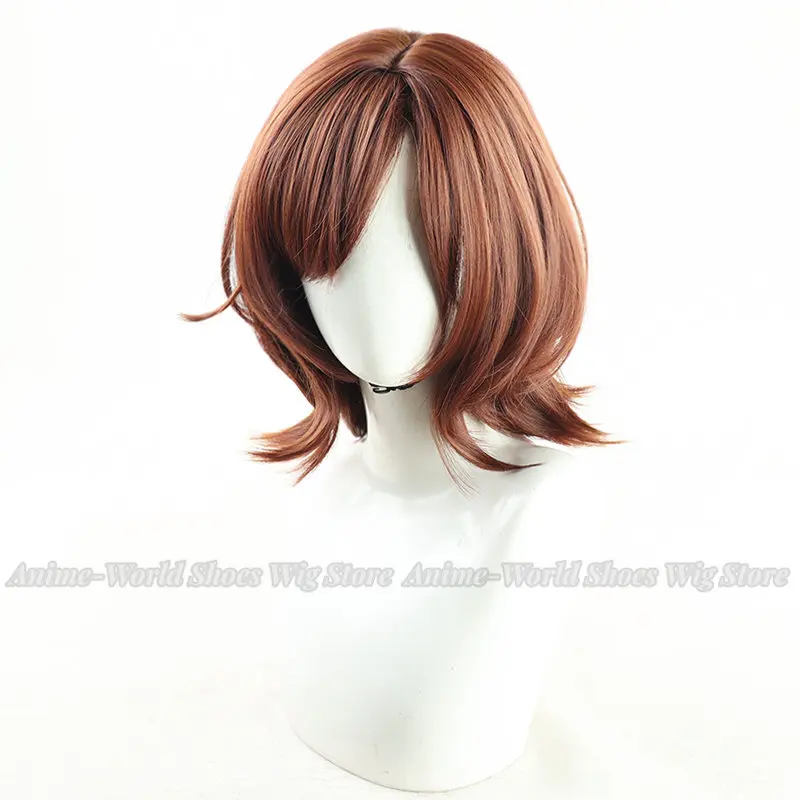 Brown Short Mullet Harajuku Lolita Wig Kawaii Cool Headwear Shoulder Curly Hair Ends Adult Chic Girls Women Cosplay Daily Wear