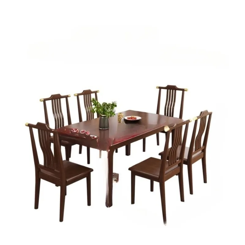 Chinese-style all-solid wood rectangular dining table and chair combination small apartment guest restaurant simple modern home