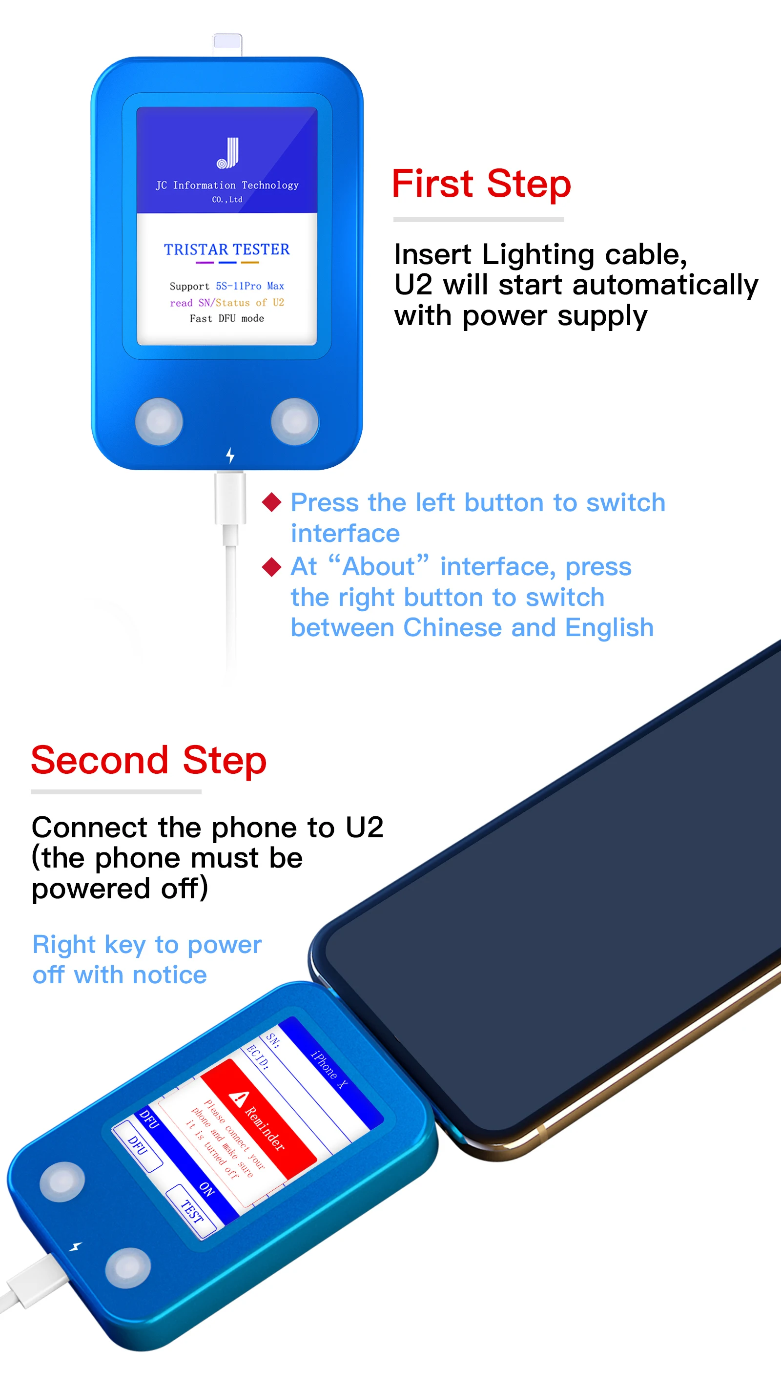 Imagem -04 - Detector Rápido para Iphone a 14 Pro Max u2 ic Fault Fast Testing Tool Leia o Número de Série para Desativado Senha id jc u2