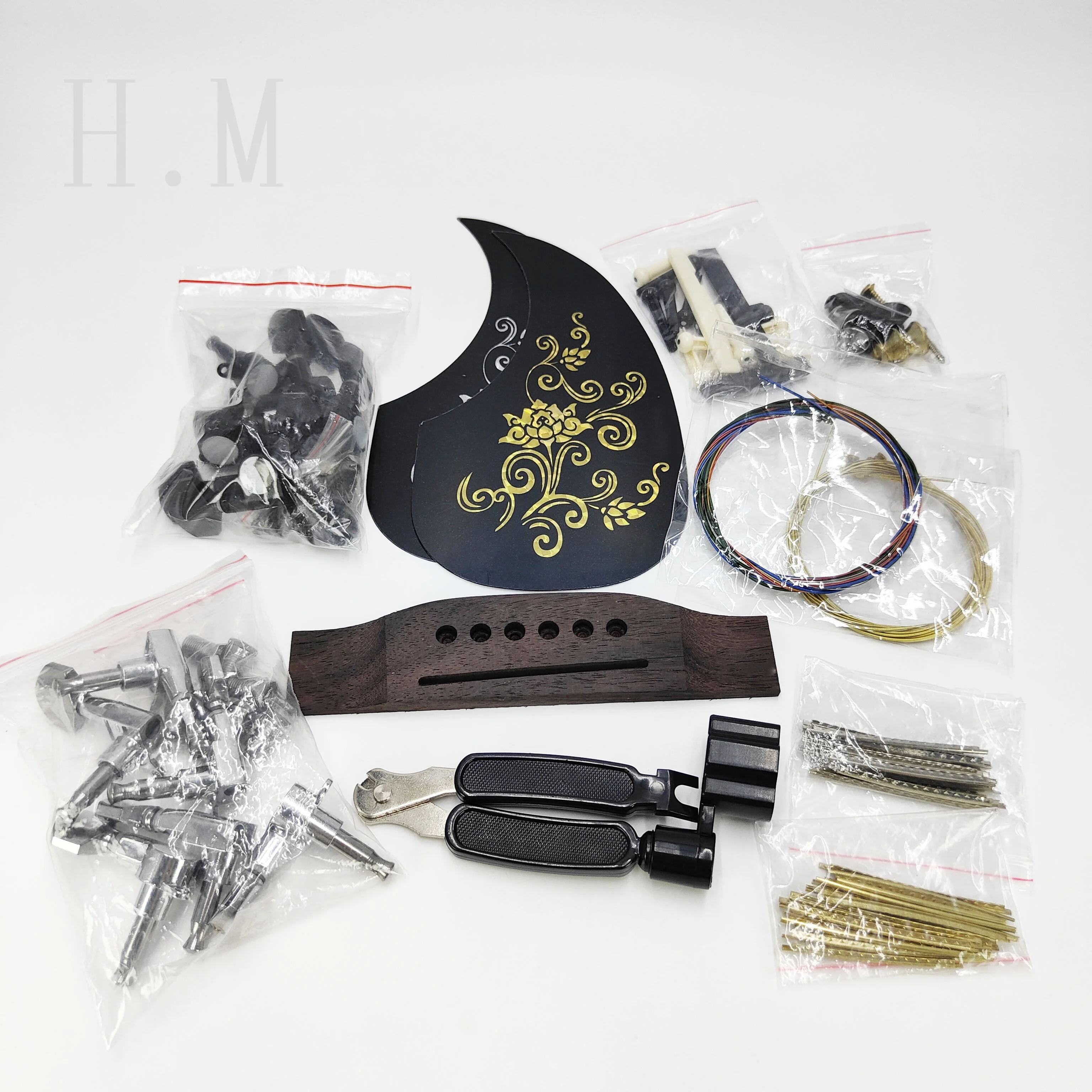 

17pcs/set Acoustic Guitar Accessories Tuning Pegs Silk Strings under code string pillow String Nail strap buckle guard set