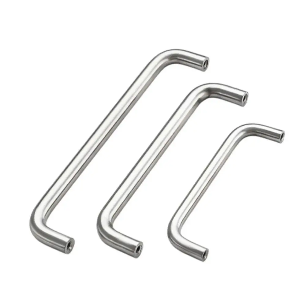 Solid Brass Cabinet Door Handles Bright Silver Finish Brushed Copper Finish Wardrobe Door Pulls Surface Mounted U-Shaped Design