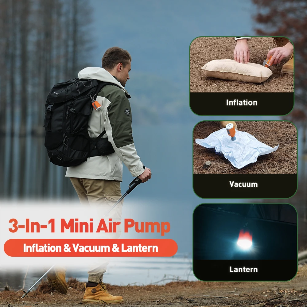 GIGA Pump 4.0 Mini Air Pump 4.2kPa Rechargeable Portable Air Pump with Camping Lantern for Hiking / Sleeping Pad / Swimming Ring