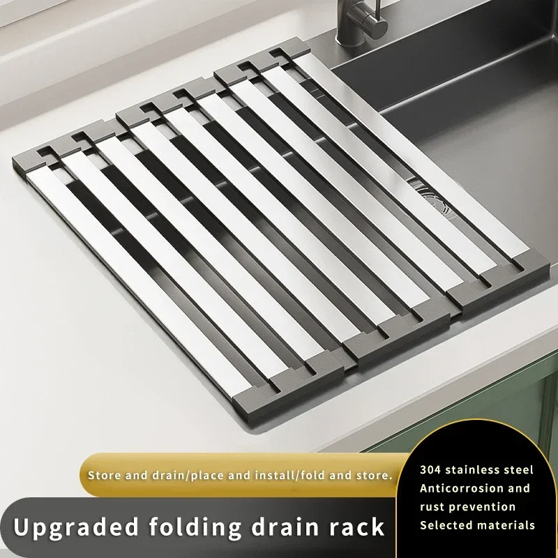 

42X32.5cm Stainless Steel Collapsible Telescoping Sink Drain Rack for Chopsticks Dish Organizer Basket Kitchen Sink Storage Rack