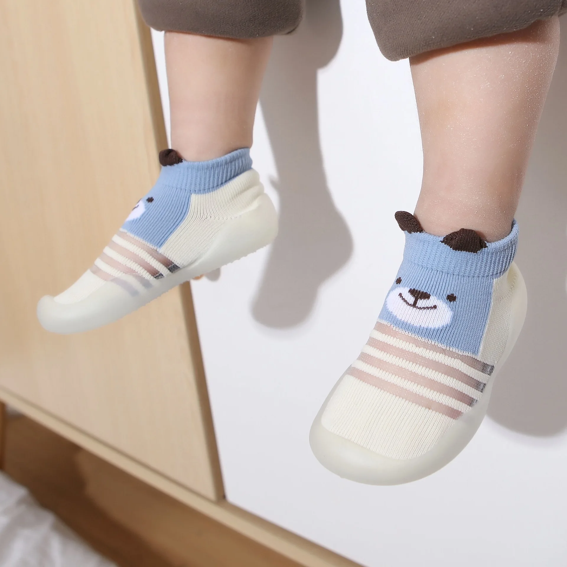 Baby Sock Shoes Summer Mesh Non-Skid Indoor Infant Walking Shoes Breathable Warm Elastic Boy Girls Socks Sneakers With Soft Sole