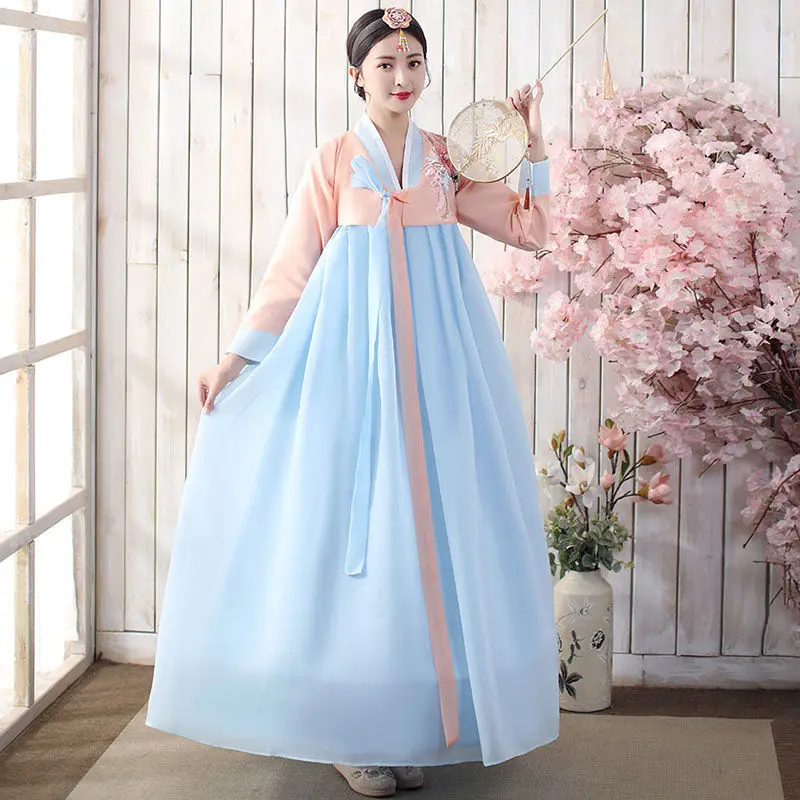 

2025 Traditional Hanbok women Korean performance Hanbok female dance costume ethnic style court costumes Hanbok yarn loose sets
