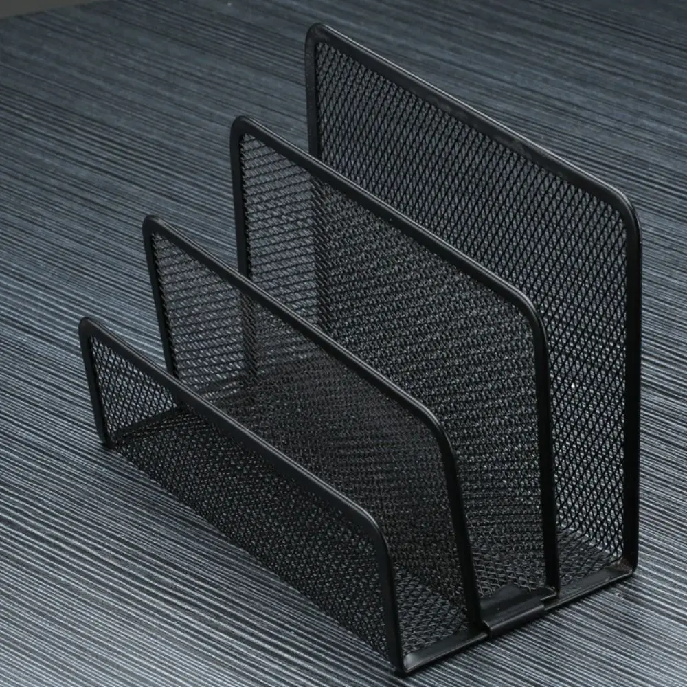 Three-layer Office Supplies Storage Rack Multifunctional Save Space Mesh Desk Organizer with Pen Holder Durable Notebook Stand
