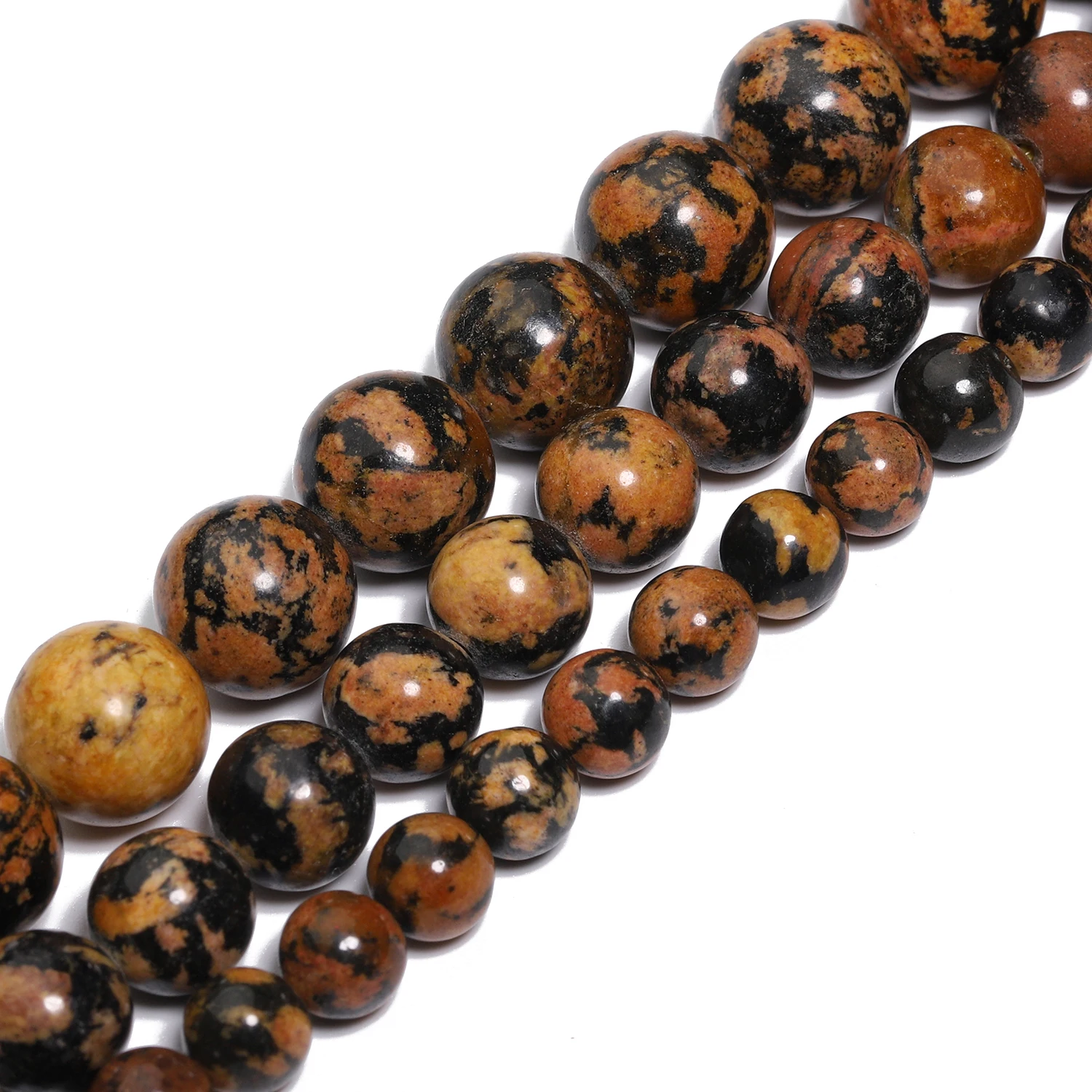 6/8/10mm Natural Stone Yellow Jasper Beads Black Spot Loose Spacer Beads For Jewelry Making Supplies DIY Bracelets Accessories