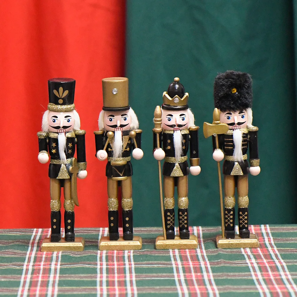 

18CMWooden Platinum Nutcracker Soldier Figurines Ornaments Nutcracker Puppet Desktop Crafts Kids Gifts Christmas HomeDecorations