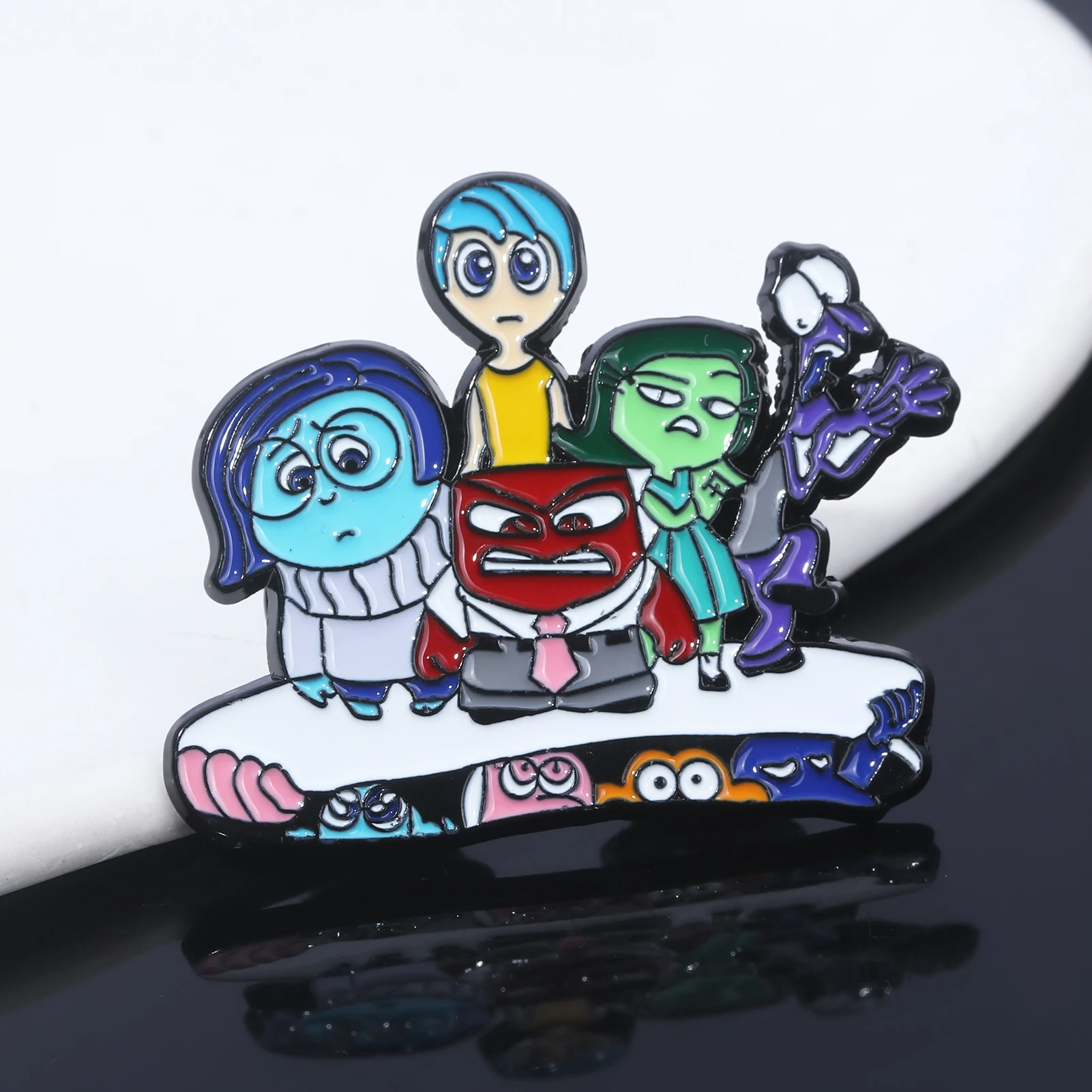 الفيلم داخل خارج 2 المينا دبابيس بروش معدني Kawaii الفرح الحزن الغضب الايبوكسي بروش للملابس دبابيس التلبيب اكسسوارات