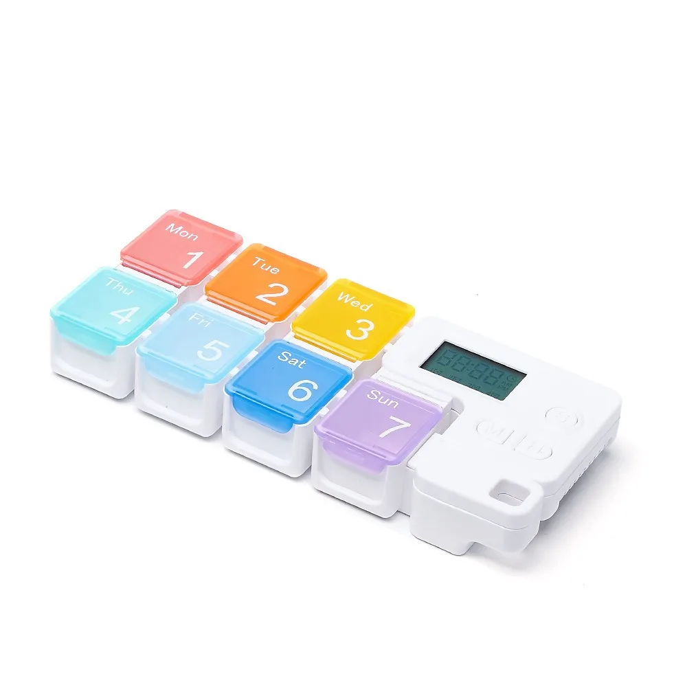 Pill Reminder Large Capacity Smart Pill Case Reminder Colorful Weekly Pill Organizer 7 Lattice Vitamin Box Supplement Organizer