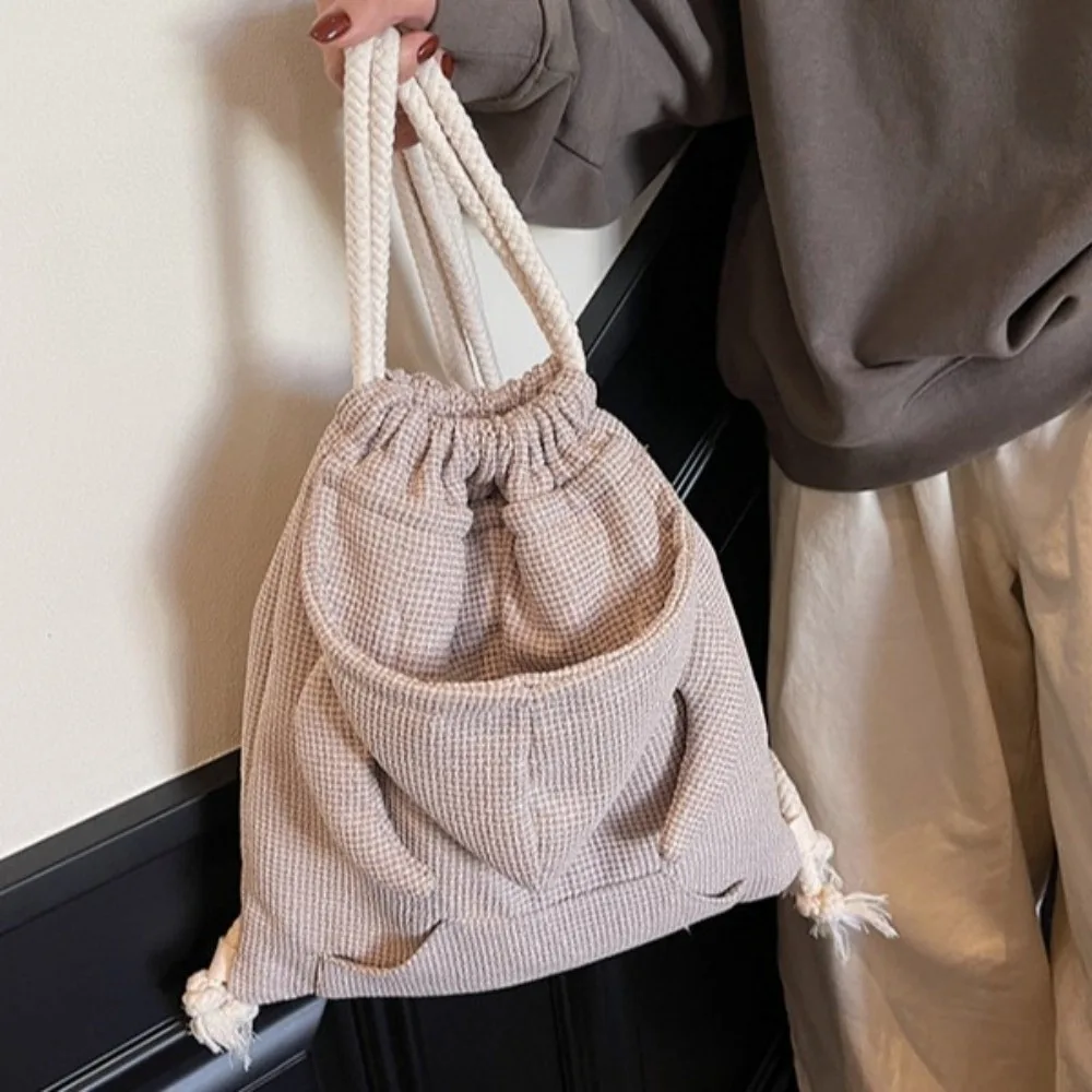 

Simple Ox Horn Hooded Backpack Korean Style Large Capacity Hoodie Design Schoolbag Solid Color Zipper Drawstring Bag Gift