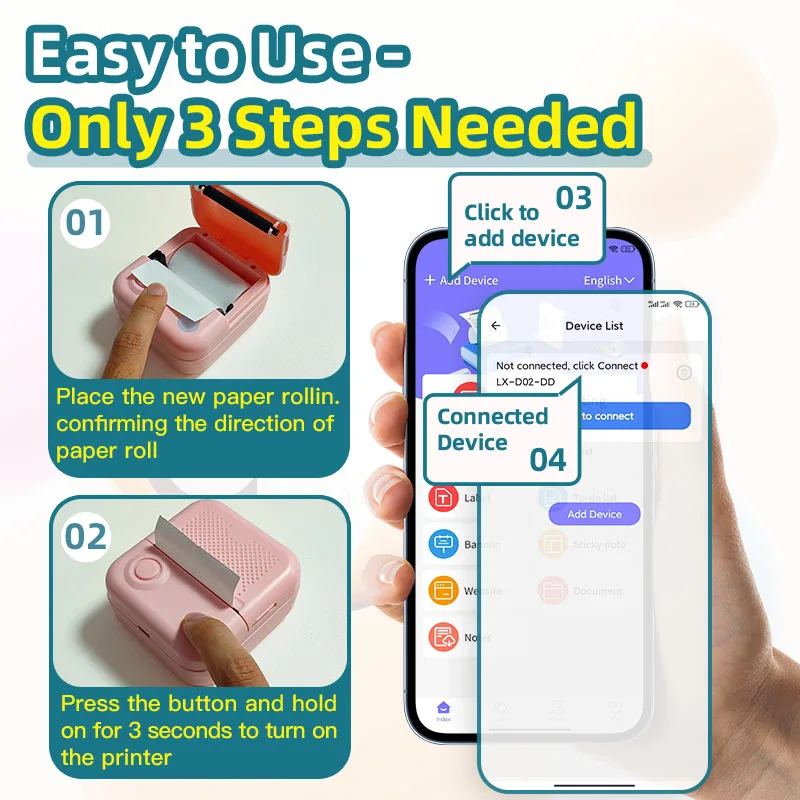 Мини-портативный принтер DOLEWA D3, Android ios, Bluetooth-наклейки, термопечать, принтер для этикеток, кодовая бирка, журнал, записки