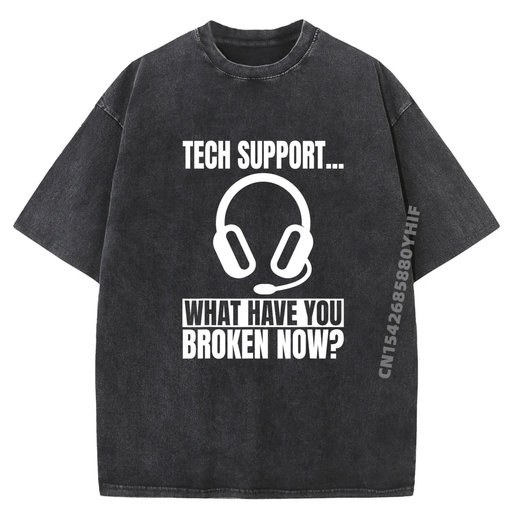 

Tech Support Help Desk Information Technology Call Center Men Clothing Youth Men Streetwear Washed Shirt