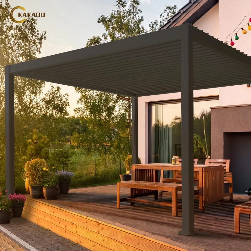 Kakadu 694-170 Motorized Aluminum Pergola Cover 3x3 Gazebo or Pavilion for Garden Decor