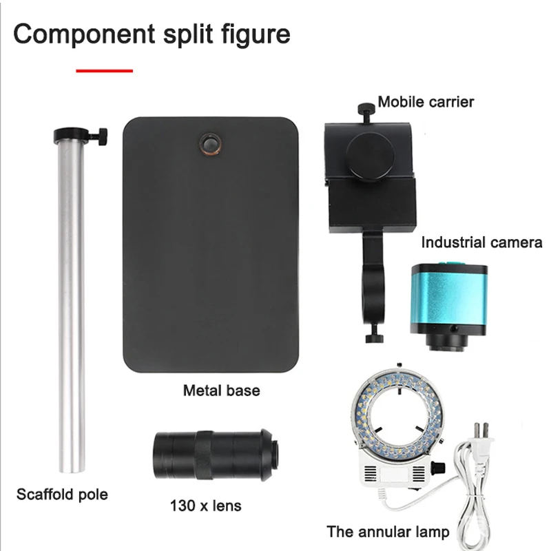 1600 W 4 K Industrial Video Microscope Cell Phone Repair 130X Zoom Camera Long LED Lights Used In Digital Image Acquisition