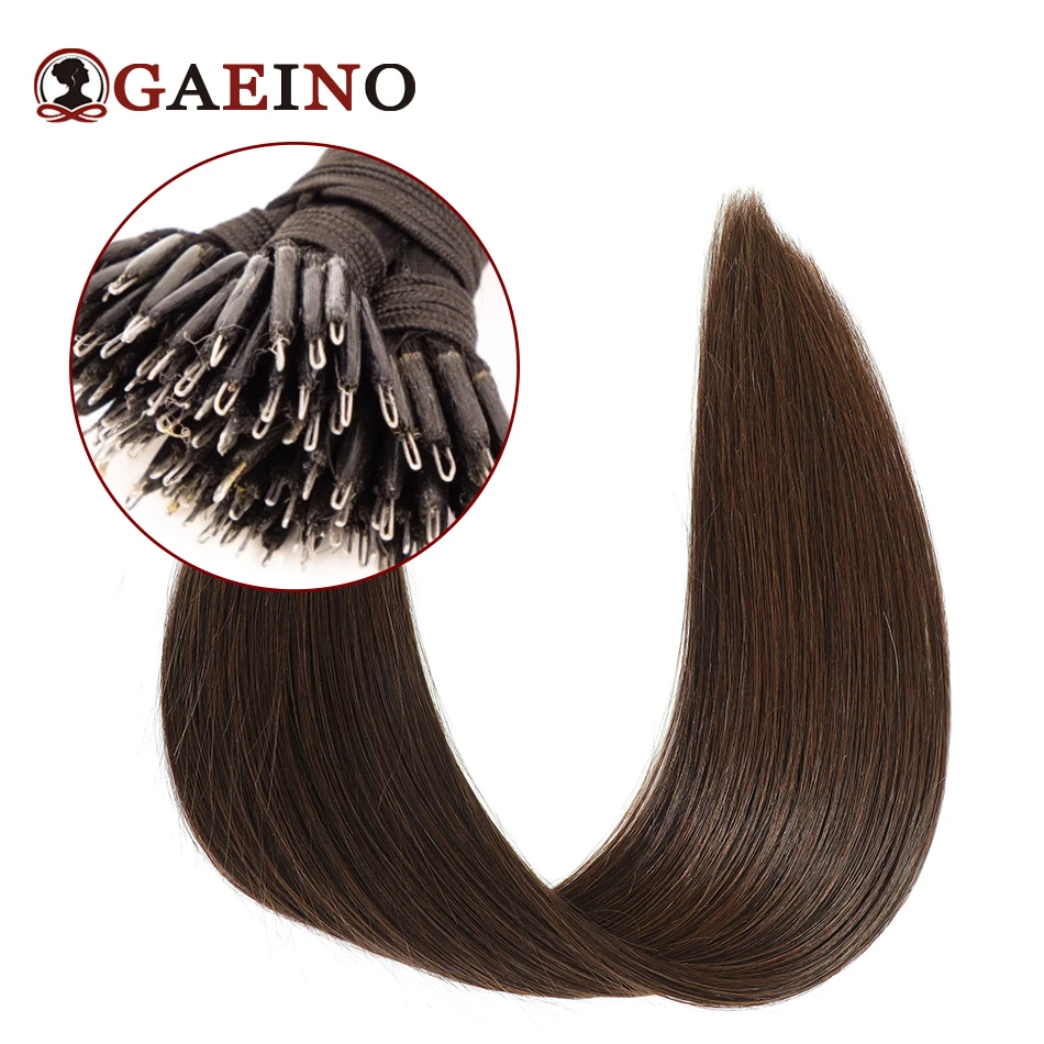 Straight Nano Hair Extensions for Salon, cabelo humano real, Microring Hair, Nano Link, 2 #, marrom escuro, 1g por PC