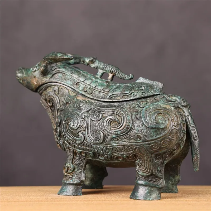 Shanghai Museum Retro Bronze Phoenix Pattern Goblet Antique Replica Home Decor Niche Chinese Style Gift