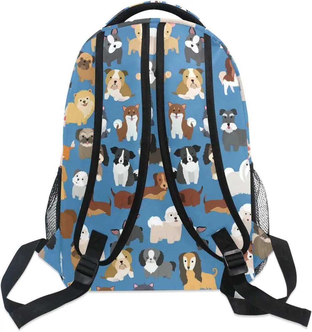 Cute Doodle Dog Print Puppy Animal Large Backpack for Kids Boys Girls Student Personalized Laptop iPad Tablet Travel School Bag