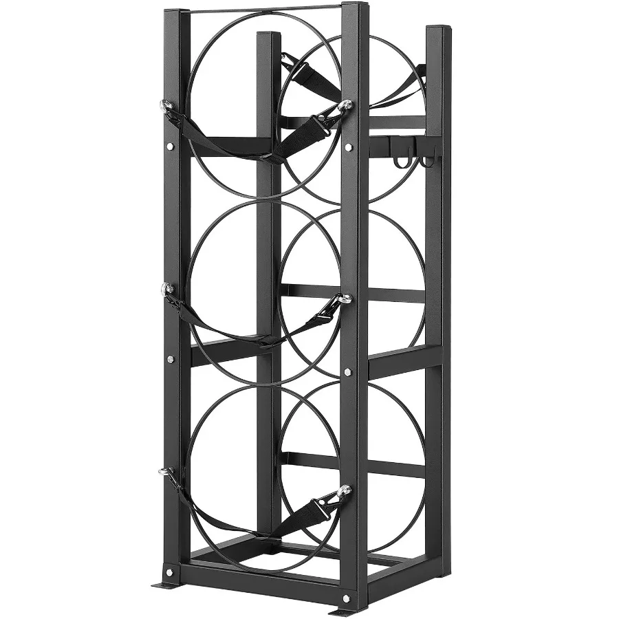 Refrigerant Tank Rack with 3 x 30lbs Bottle Tanks Cylinder Tank Rack 12.79x12.99x33.07 in Refrigerant Cylinder Rack Gas Cylind