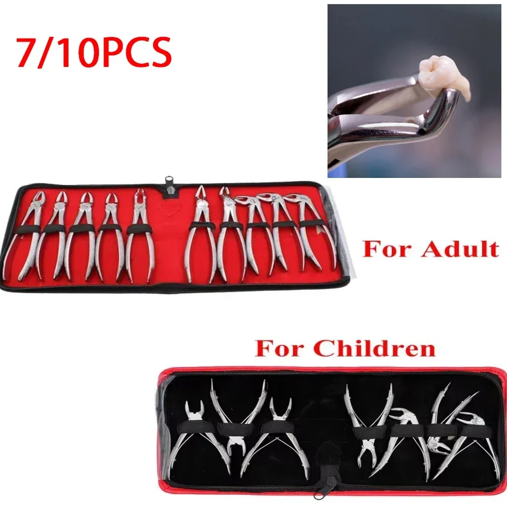 7/10PCS Dental Forceps Kit Pliers Tooth Extraction Stainless Steel Kids Adult Dentist Tools