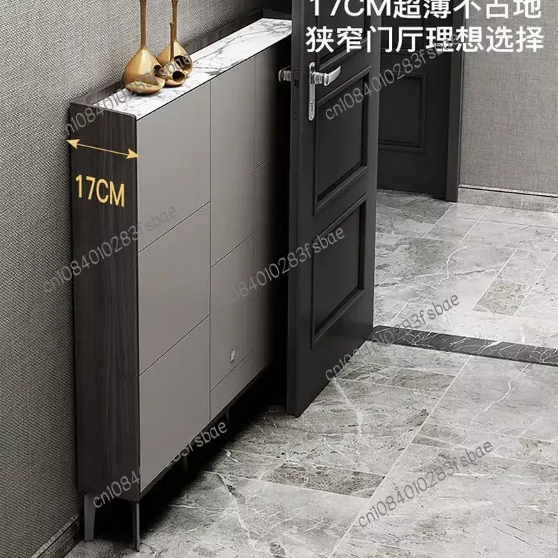 Tilting Shoe Cabinet Light Luxury Space Saving 17cm Home Doorway Entrance Cabinet Modern Small Apartment Storage