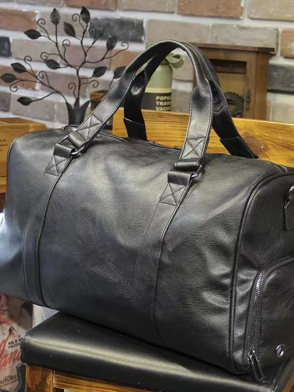 Genuine Leather Business Travel Commuter Gymnasium Yoga Sports Large Capacity Handbag Bag Men