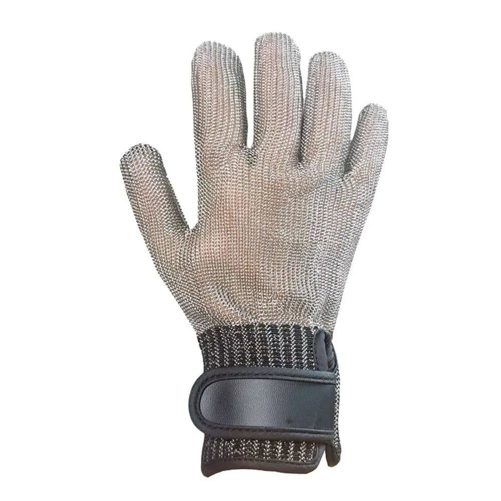 ANSI A9 Cut Resistant Glove Elastic Protective Stainless Steel Mesh Glove Nylon Liner Adjustable Strap Safety Work Glove
