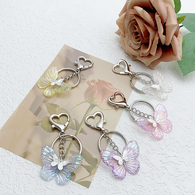 

Fashionable Keyring Decorative Ins Summer Butterfly Keychain Stylish Acrylic Pendant for Gift