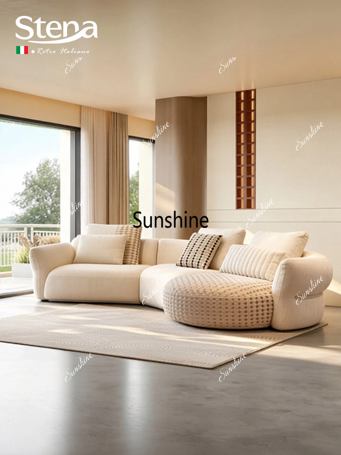 French retro color matching thousand bird grid large apartment princess lamb wool fabric sofa