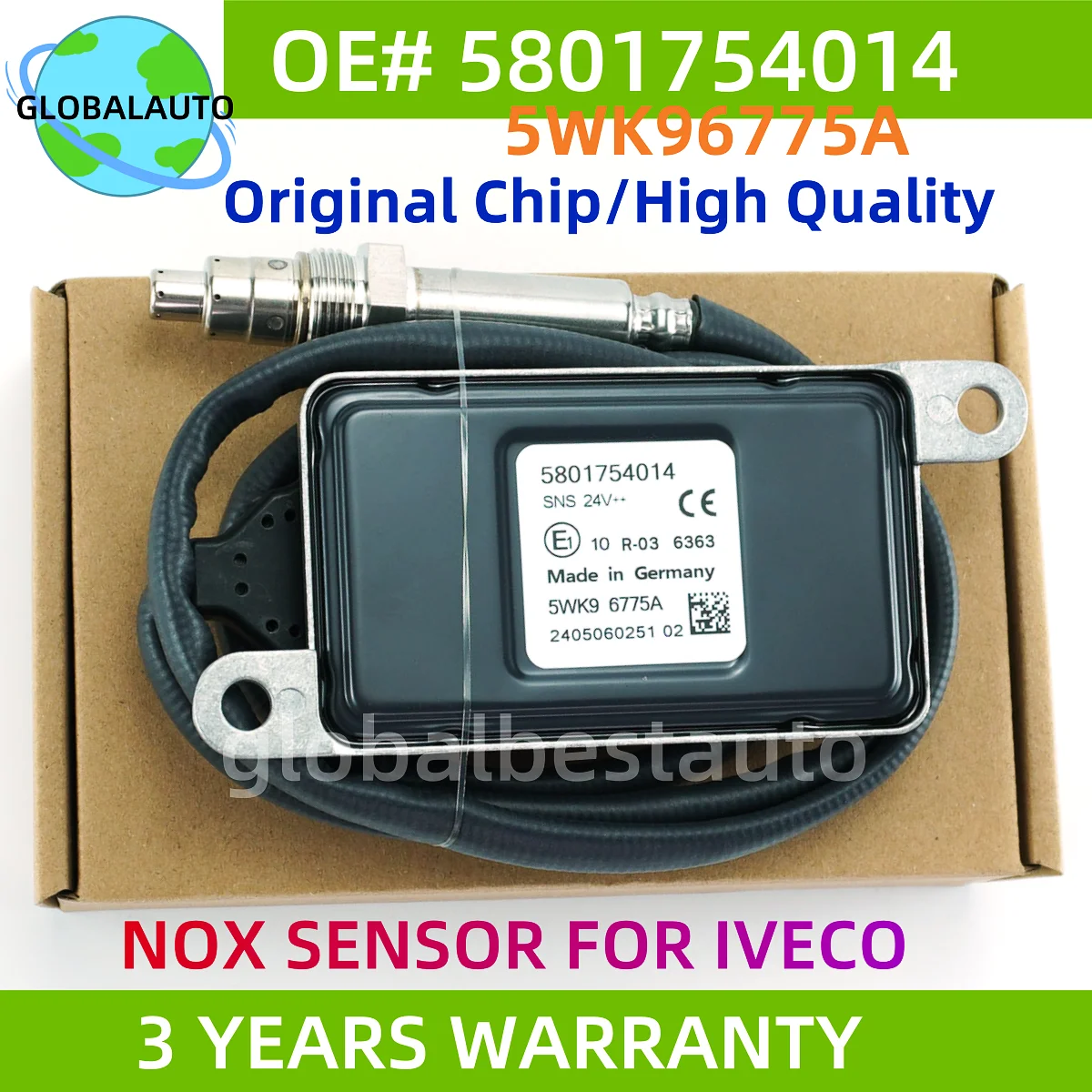 

5801754014 5WK96775A 5WK9 6775A 24V Nitrogen Oxygen Sensor 24V For IVECO Trucks Buses Diesel Exhaust Gas Detection Nox Sensor