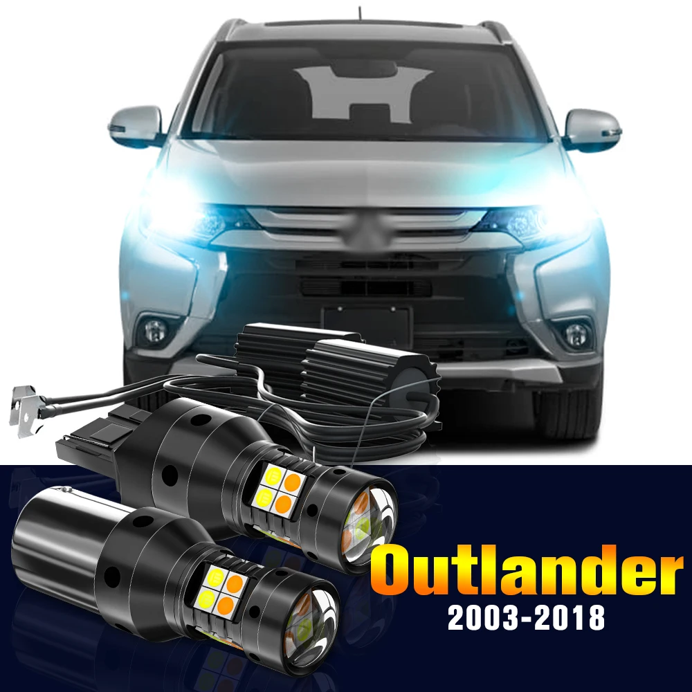 

2pcs LED Dual Mode Turn Signal+Daytime Running Light DRL Lamp For Mitsubishi Outlander 2003-2018 2010 2011 2012 2013 Accessories