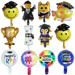 20Pcs Mini Graduation Foil Balloons Woodpecker Owl Doctor Air Globos Congrats Grad Ceremony Party Kids Gift Baby Shower Toy Ball