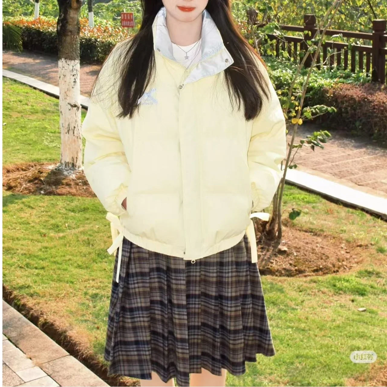 

Sweet Match Color Blo Cotton Jaet Women's Stand Collar Patchwork Bread Sle Coat Winter New Arrival Small Size Friendly