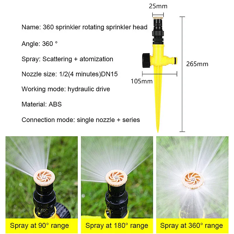 360 stopni automatyczne zraszacze regulowany dysze natryskowe dla na trawnik ogrodowy obracanie System nawadniania nawadnianie rolnicze narzędzie