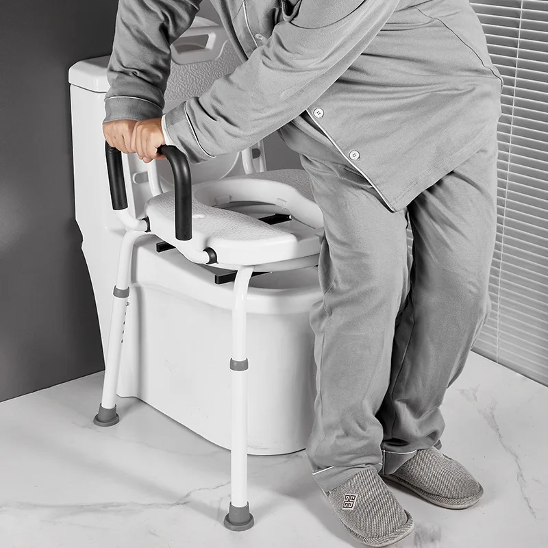 Adjustable Rotatable Shower Chairs with Armrest and Backrest for Shower or Bathtub Non-Slip Raised Toilet Seat Bathroom Chairs
