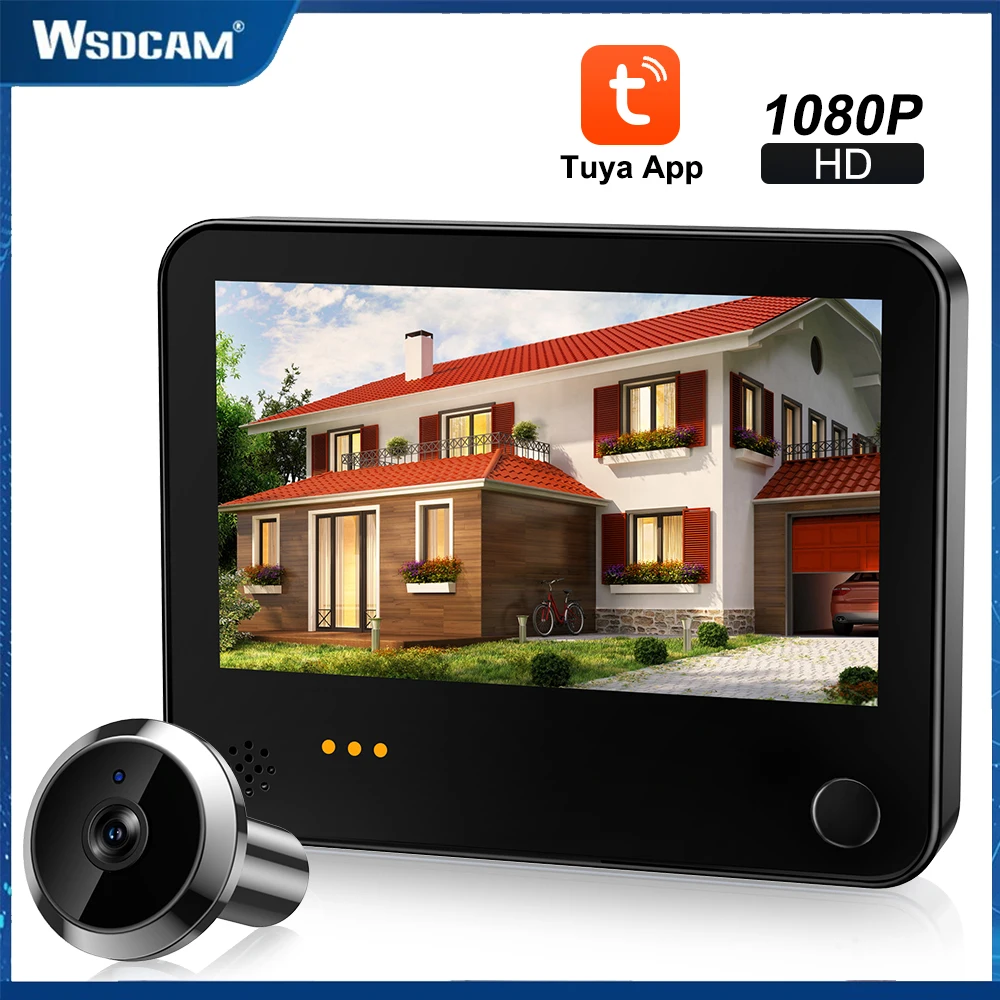 Wsdcam Smart 3MP Mini Digital Peephole Door Camera Wireless WiFi Infrared IR PIR Motion Detection Digital Viewer Doorbell