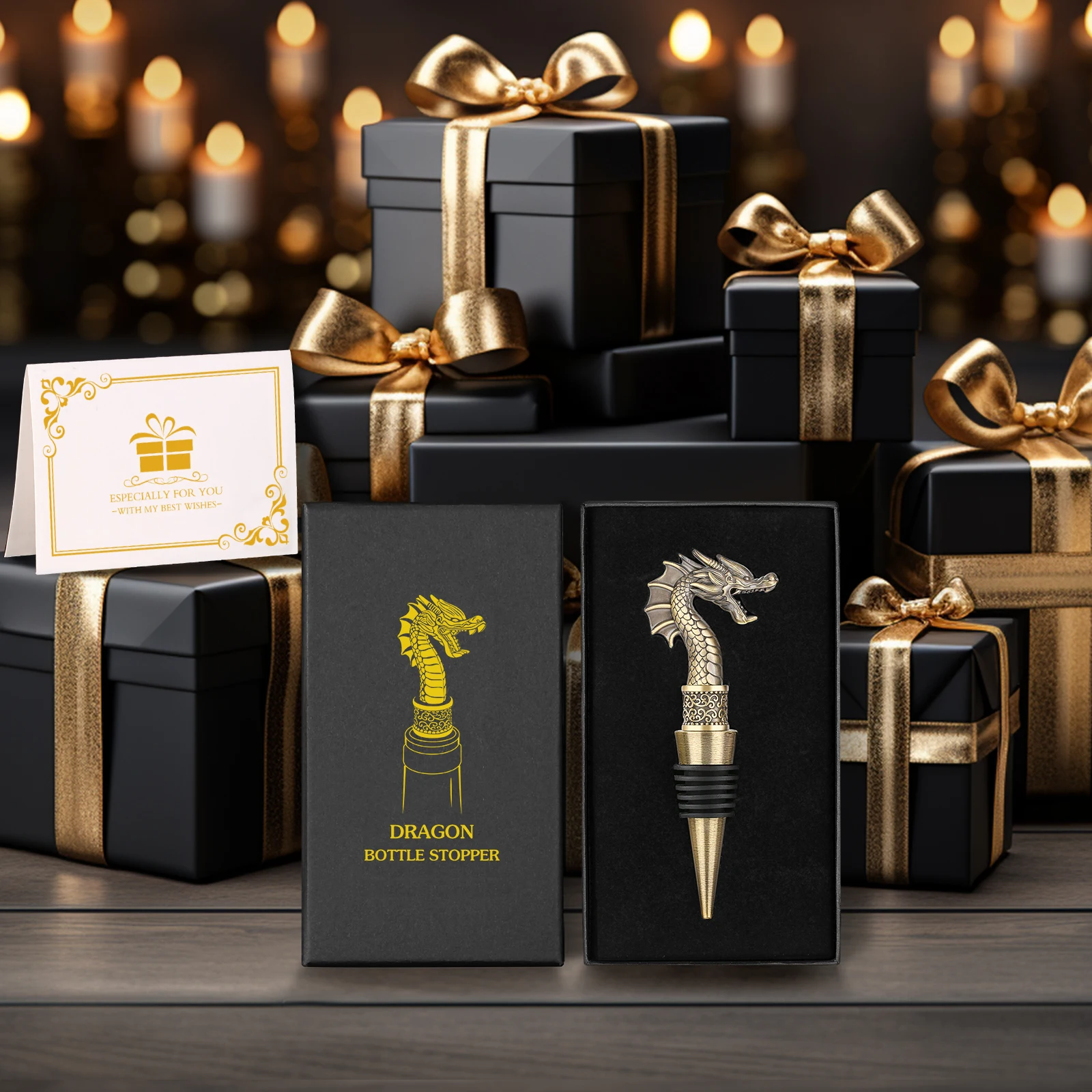 LKKCHER Useful 2-in-1 Dragon Head Wine Stopper and Opener Fashion Home Bar Ornaments Bottle Saver Gifts for Men