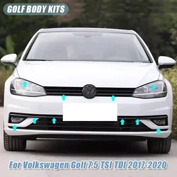 For Volkswagen Golf 7.5 TSI TDI 2017-2020 ABS Front Center Grille Insert Grill Mesh Cover Molding Headlight Fog Light Trim