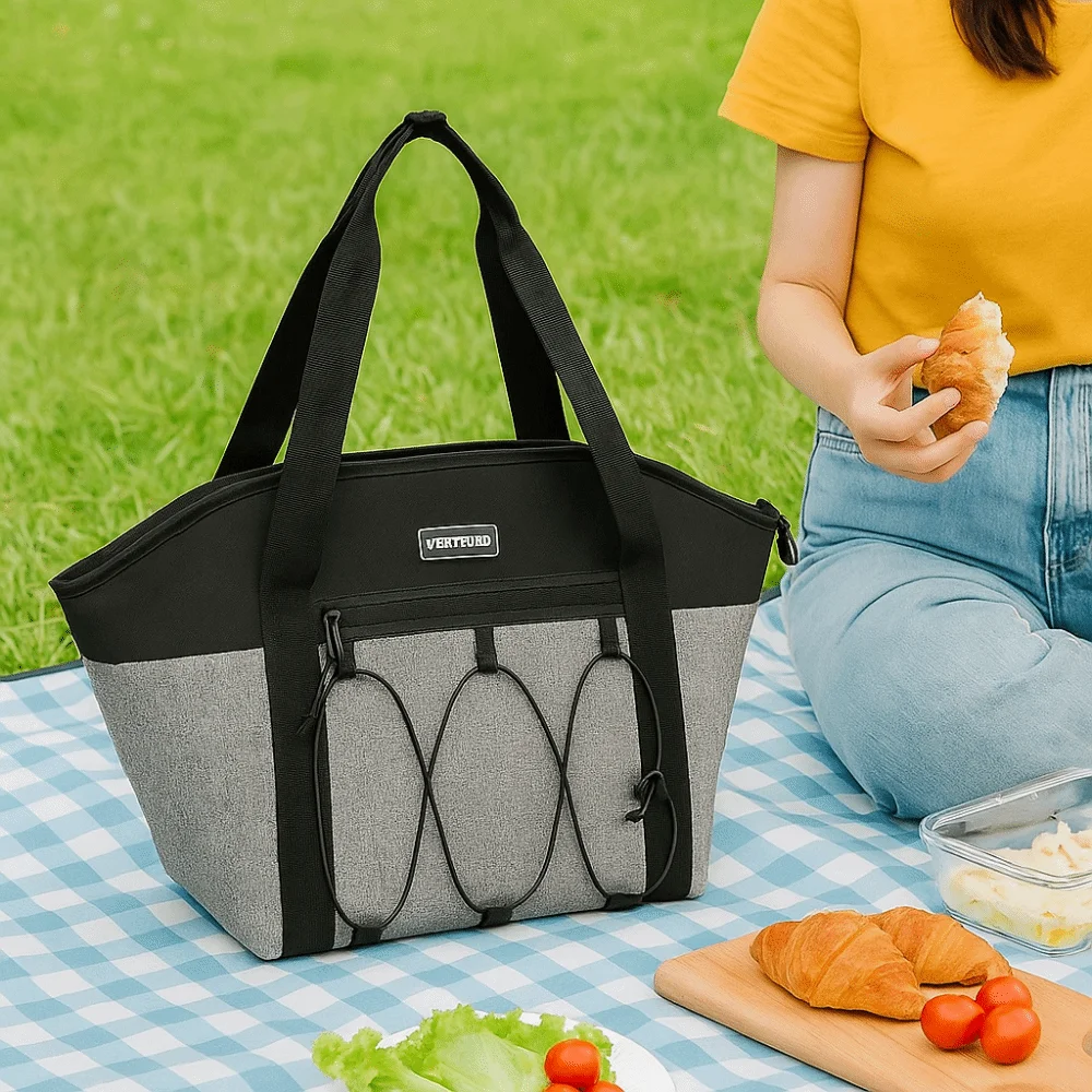 

Convenient Insulated Lunch Bag Large Capacity Commuting Thermal Lunch Box Storage Pouch Waterproof Cooler Lunch Handbag Camping